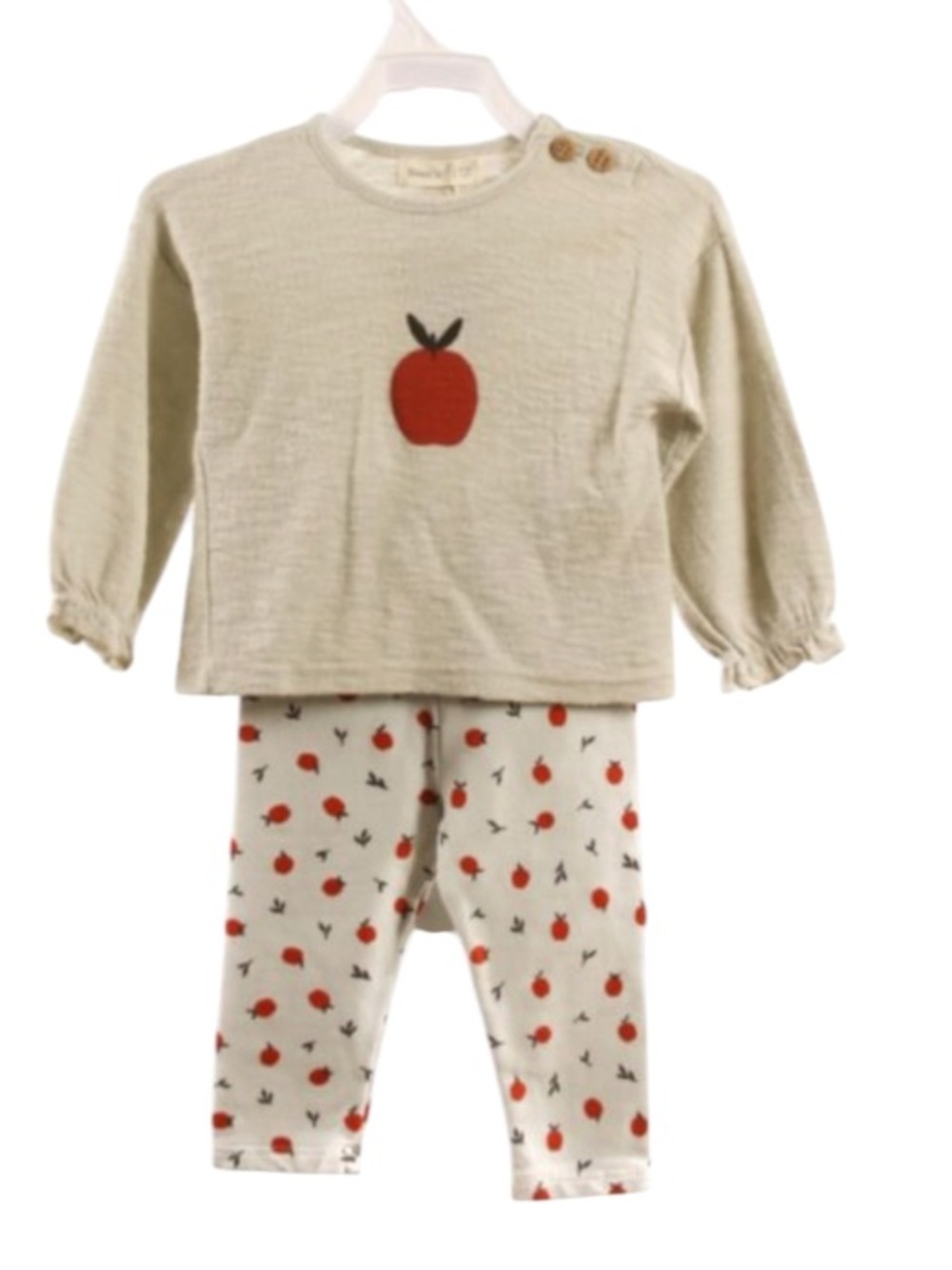 Beans Organic Cotton Cream and Red Apple Set NWT Size 6/9 months